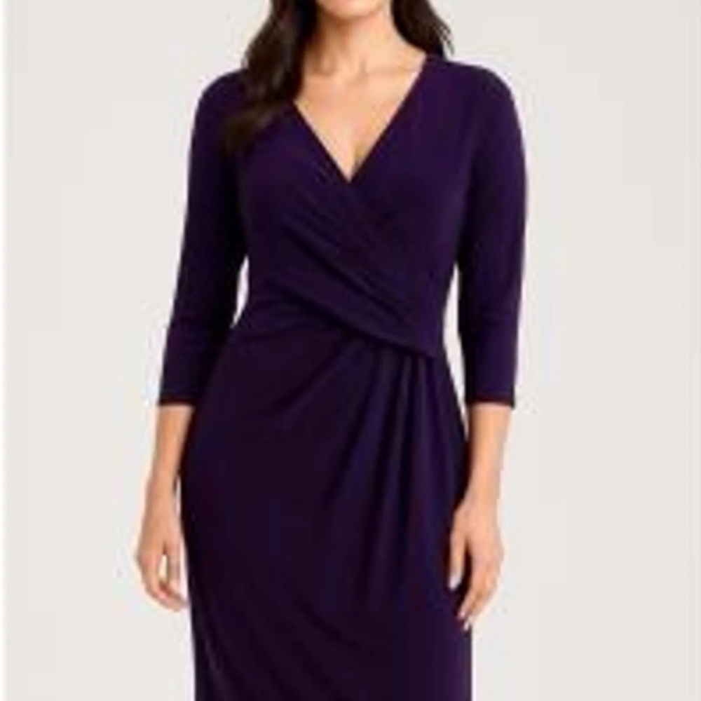 Lauren Ralph Lauren Deep Purple Long Sleeve Dress - Picture 2 of 9